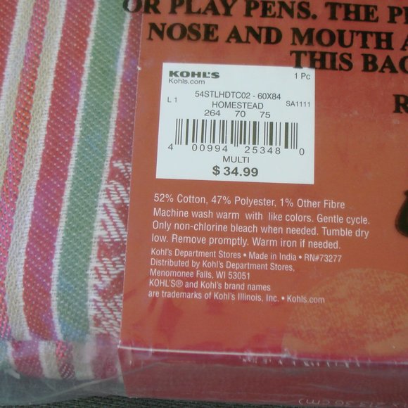 NEW 60" x 84" OBLONG Fabric TABLECLOTH Christmas Homestead Snowflake Farmhouse - Picture 4 of 13